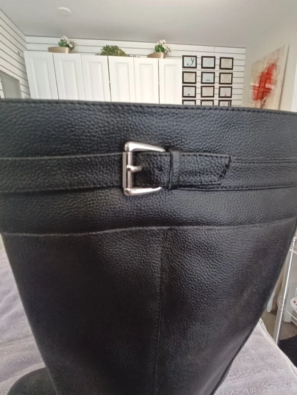 Comfortview The Janis Black Tall Leather Wide Calf Boots Size 9 1/2 W - Picture 9 of 10